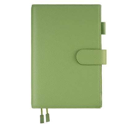 Genuine Leather A5 Notebook Cover Fits Hobonichi Cousin, Stalogy, LEUCHTTURM1917 and Midori MD Planners, with Pen Loop, Card Slots, Bookmarks and Back Pocket(Green)