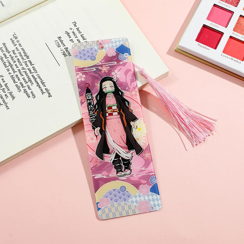 Anime Demon Kamado Acrylic Bookmark - Anime Tanjiron Zenitsu Giyuu Kyoujurou Figure Page Mark Reading Tool, Holiday Gifts for Reading Fans Book Lovers Bookworm (6pcs Style A)