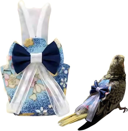 Bird Diaper Cockatiel Clothes Flight Suite, Reusable Parrot Nappy with Waterproof Inner Layer, Cute Pigeon Pants Urine Wet Suit Costume for Conure Macaw (Blue A,Pigeon)