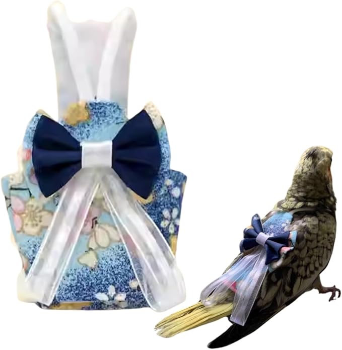 Bird Diaper Cockatiel Clothes Flight Suite, Reusable Parrot Nappy with Waterproof Inner Layer, Cute Pigeon Pants Urine Wet Suit Costume for Conure Macaw (Blue A,Sulphur-Crested Cockatoo)