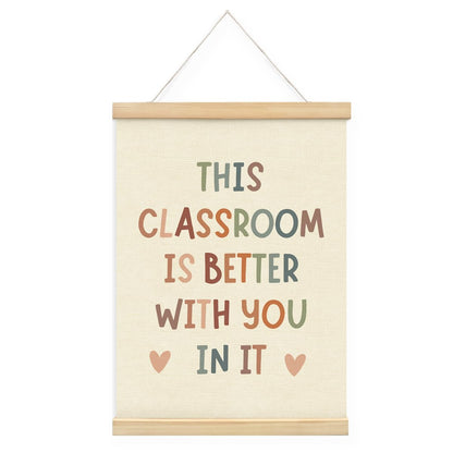 STHTTSW Boho Classroom Decor for Teacher Poster Hanger with Wooden Frame, Teacher Classroom Decor, Nursery Classroom Welcome Sign Positive Affirmations Wall Art, Back to School Decor 12x16 Inch