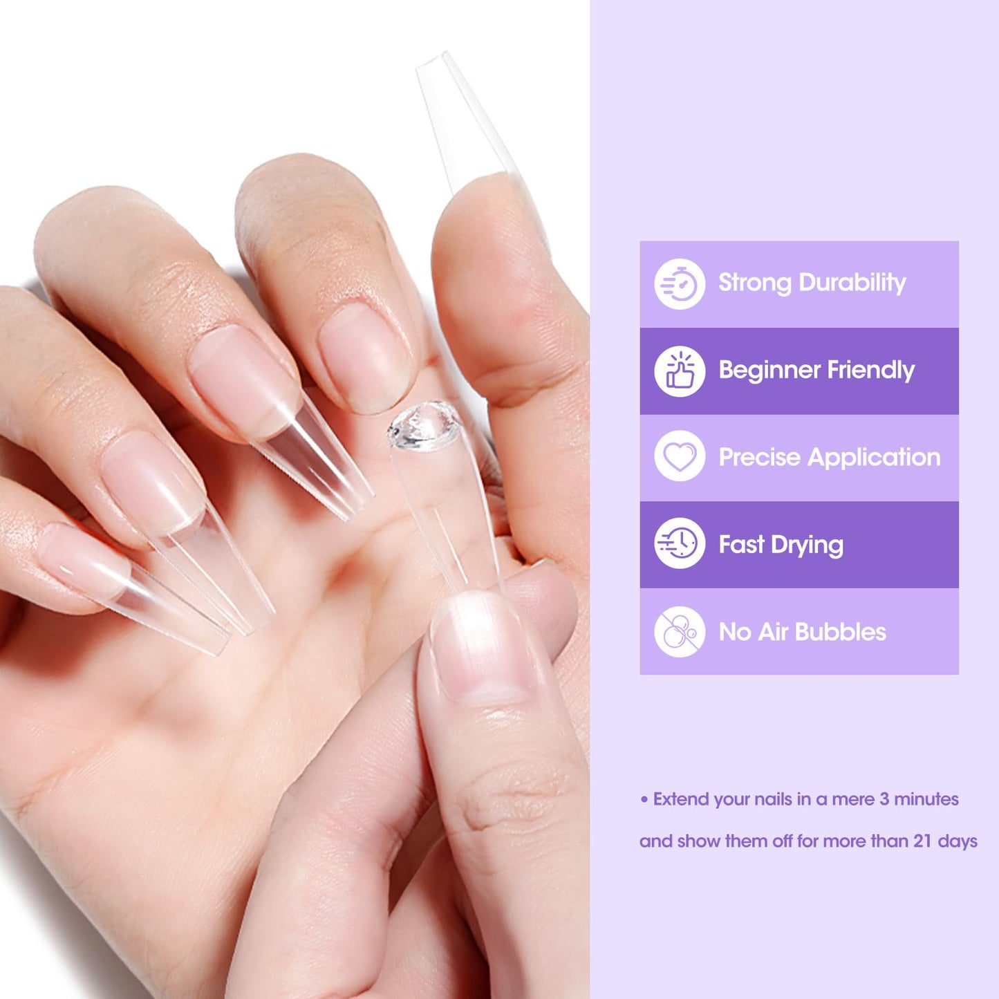 Gellen Gel Tips Nail Extension Kit, Gel Nail Kit with 240Pcs Almond Tips, 3 in 1 UV Glue for Nail Tips, Prep Dehydrator and Primer, U V LED Cure Lamp, Decorations for DIY Manicure Set