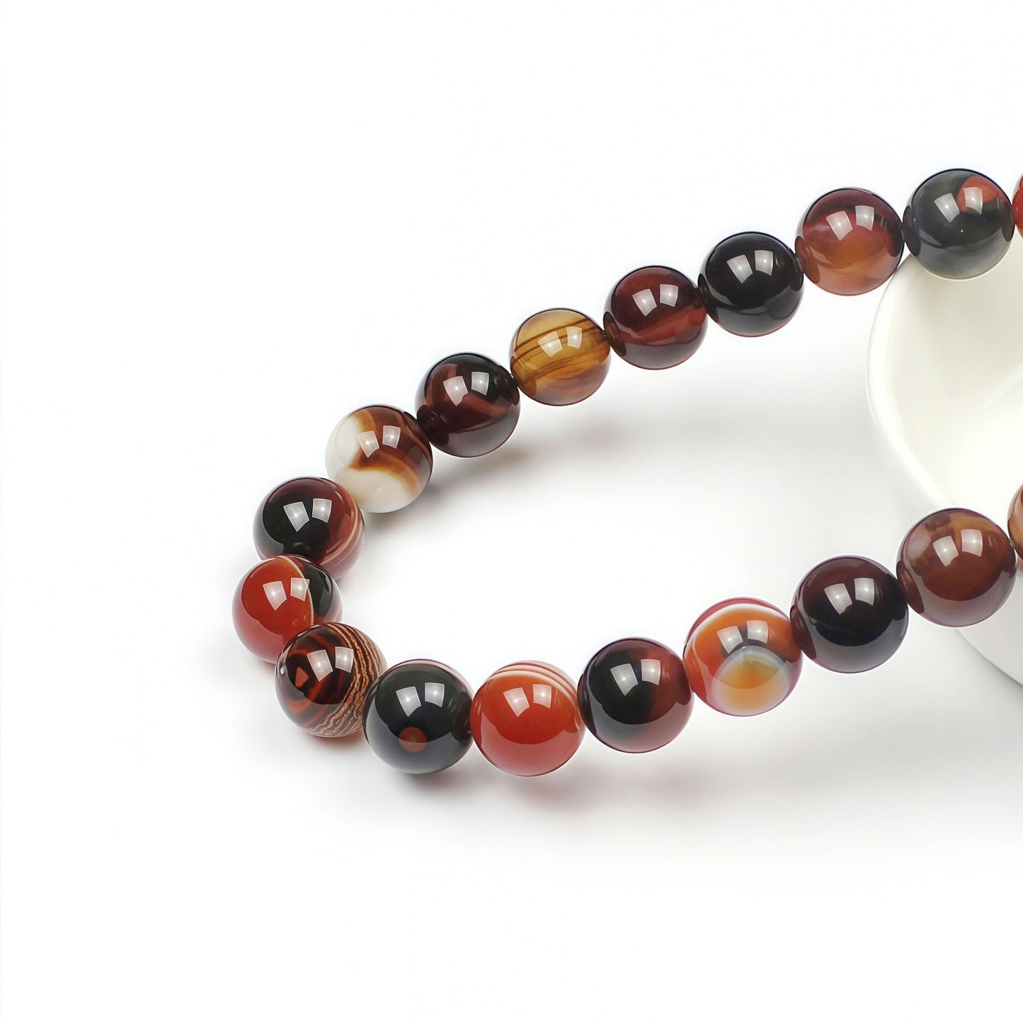 MJDCB Red Coffee Agate Beads Natural Agate Stone Round Loose Beads Ball Handmade Jewelry Bracelet Making DIY (8mm)