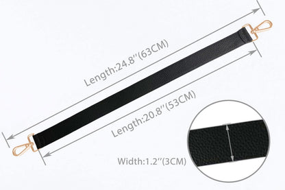Live Up 24.8” Leather Replacement Strap for Handbags with Metal Buckles(Black-Gold Hardware)