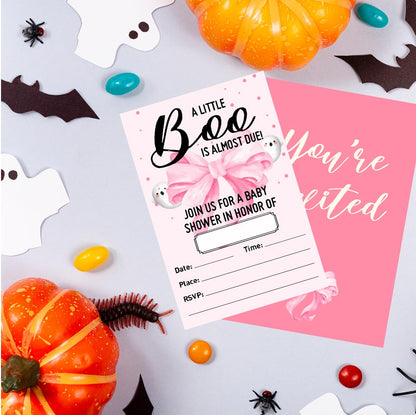 Halloween Baby Shower Girl Invitation Set of 20, 4"x6" Pink Invites Card