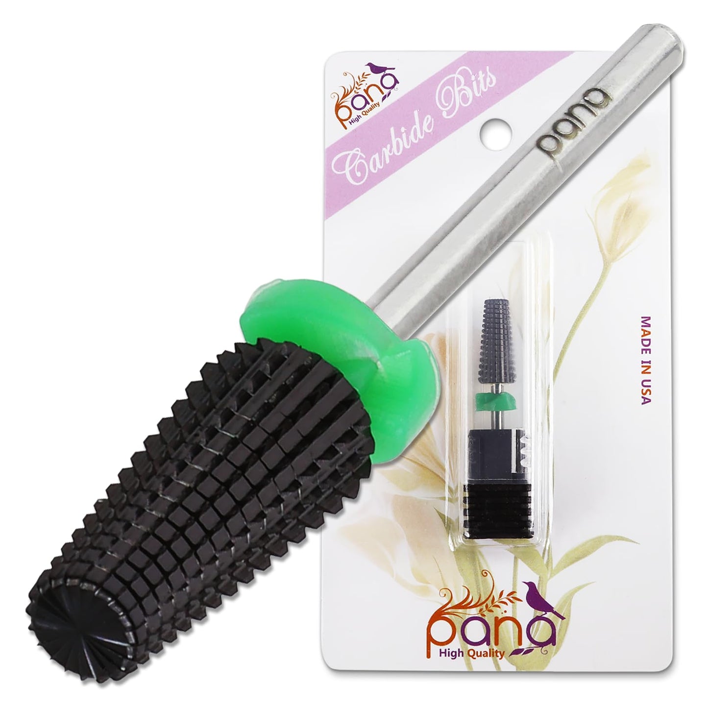 PANA Nail Carbide 5 in 1 Bit - Two Way Rotate use for Both Left and Right Handed - Fast Remove Acrylic or Hard Gel - 3/32" Shank - Manicure, Nail Art, Drill Machine (Fine - F, Silver)