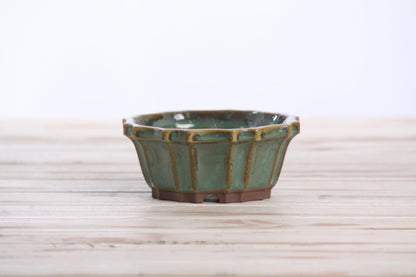 Willow Bonsai Ceramics Flower Design Bonsai Pot, 4.5inch Diameter, Plant Container, Succulant Pot, High Fired Ceramic Stoneware, Frost Proof, Handmade (Seaweed 2023)