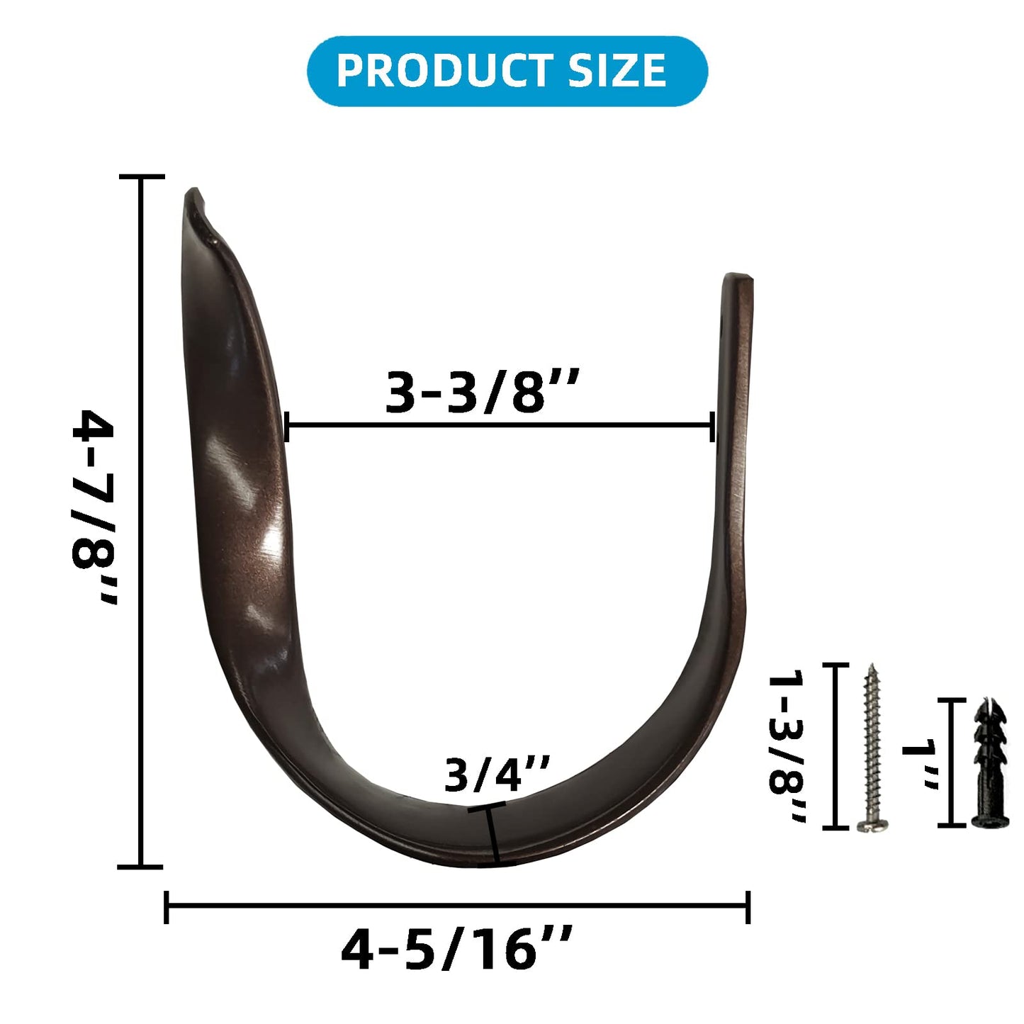 Kowibcl Decorative Curtain Holdbacks,Wall Mounted Window Drapery Tiebacks for Bedroom,Livingroom,Office Come with Screws (Bronze Dark,2)