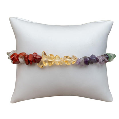 7 Chakra Natural Gemstone Bracelets, Crystal Healing Chip Stretch Bracelets, Gemstone Polished Irregular Crystals, Crystal Irregular Chips Beads Stretch Bracelets (Chakra)