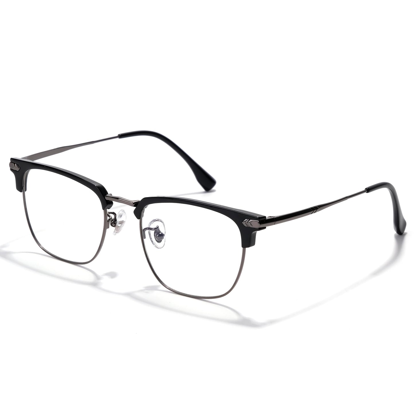 ZanyLen Blue Blocker Glasses for Men Metal Browline Computer Gaming Glasses With Blue Ray Filter (Gunmetal/Black TR90 Eyeglasses)