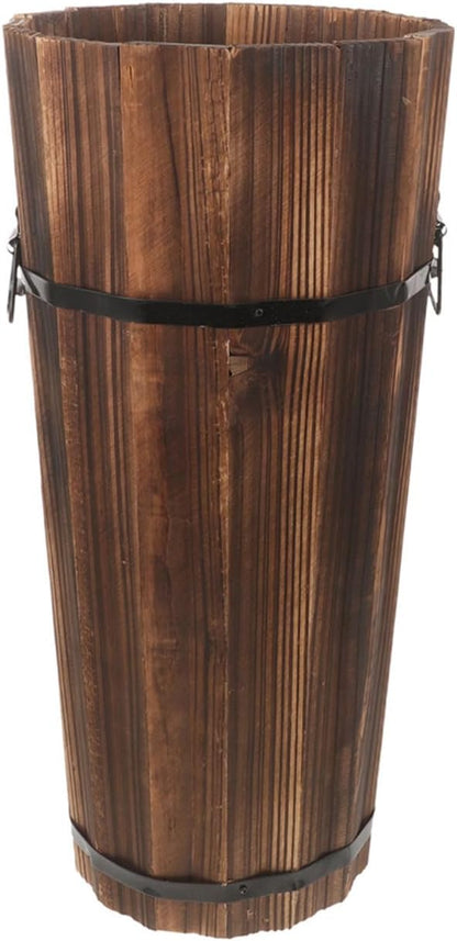 PRETYZOOM Wooden Umbrella Stand Garden Umbrella Base for Outdoor Patio Entryway Modern Design Carbonized Wood Canes
