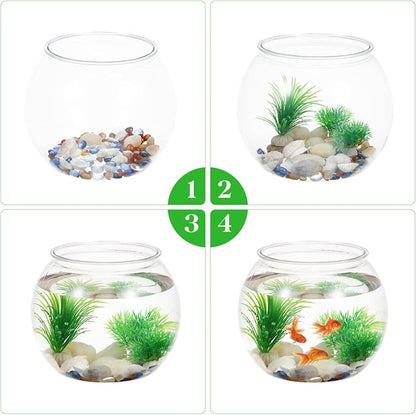 Abaodam 8.66 Inch Round Desktop Fish Tank Small Clear Plastic Fish Bowl Aquarium for Betta and Aquatic Plants Home Office Garden Decoration