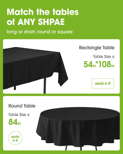 Pureegg Plastic Table Cloth Disposable 20 Pack, 54 x 108 Inch Table Cloths, Graduation Decorations Class of 2026, Graduation Party Tablecloths, Rectangle, Plastic Cover, Leakproof & Sturdy, Black