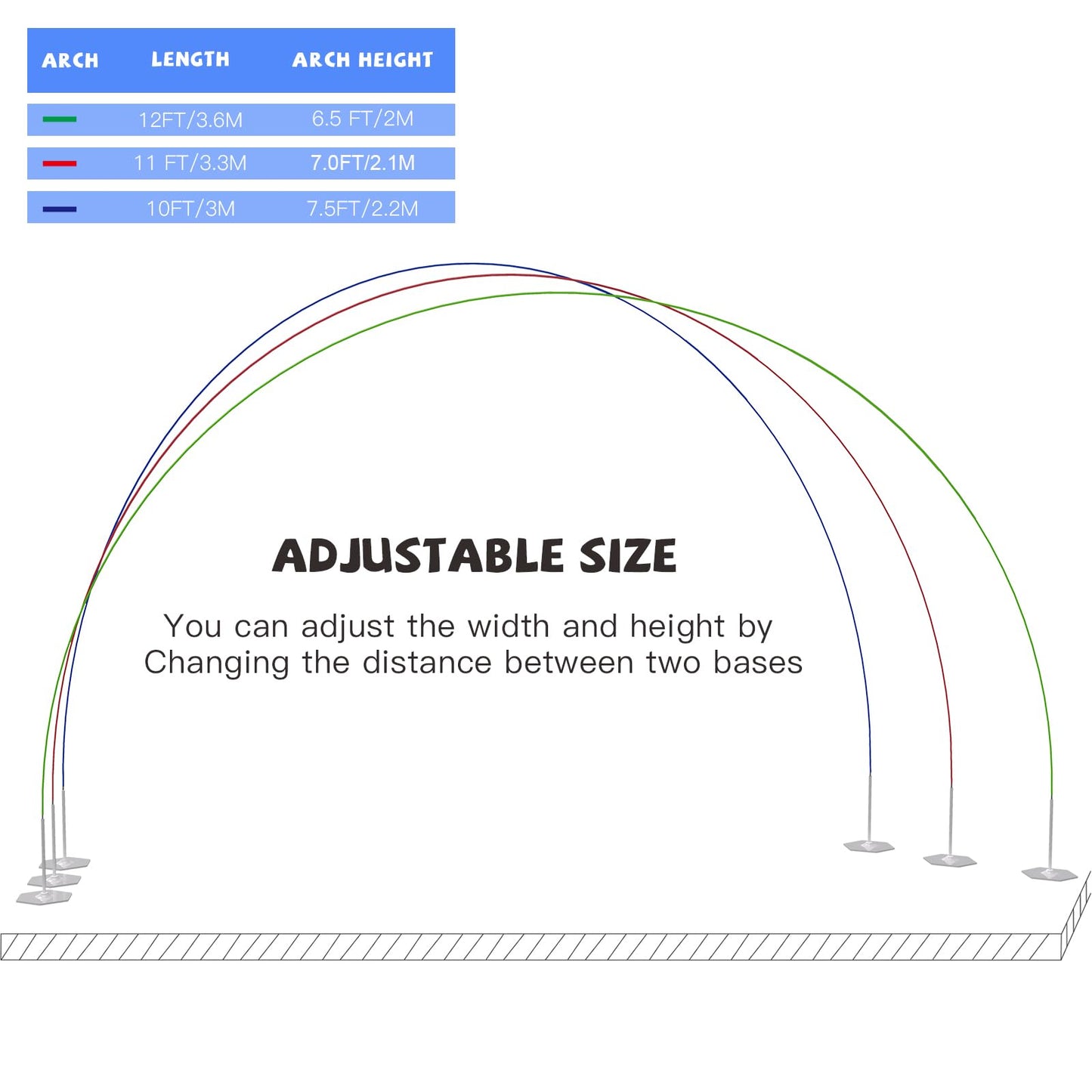 TEKXYZ Balloon Arch Stand Kit, 10FT Wide & 7.5FT High Adjustable Balloon Arch Frame, Ideal For Party Decorations, Not Include Balloons