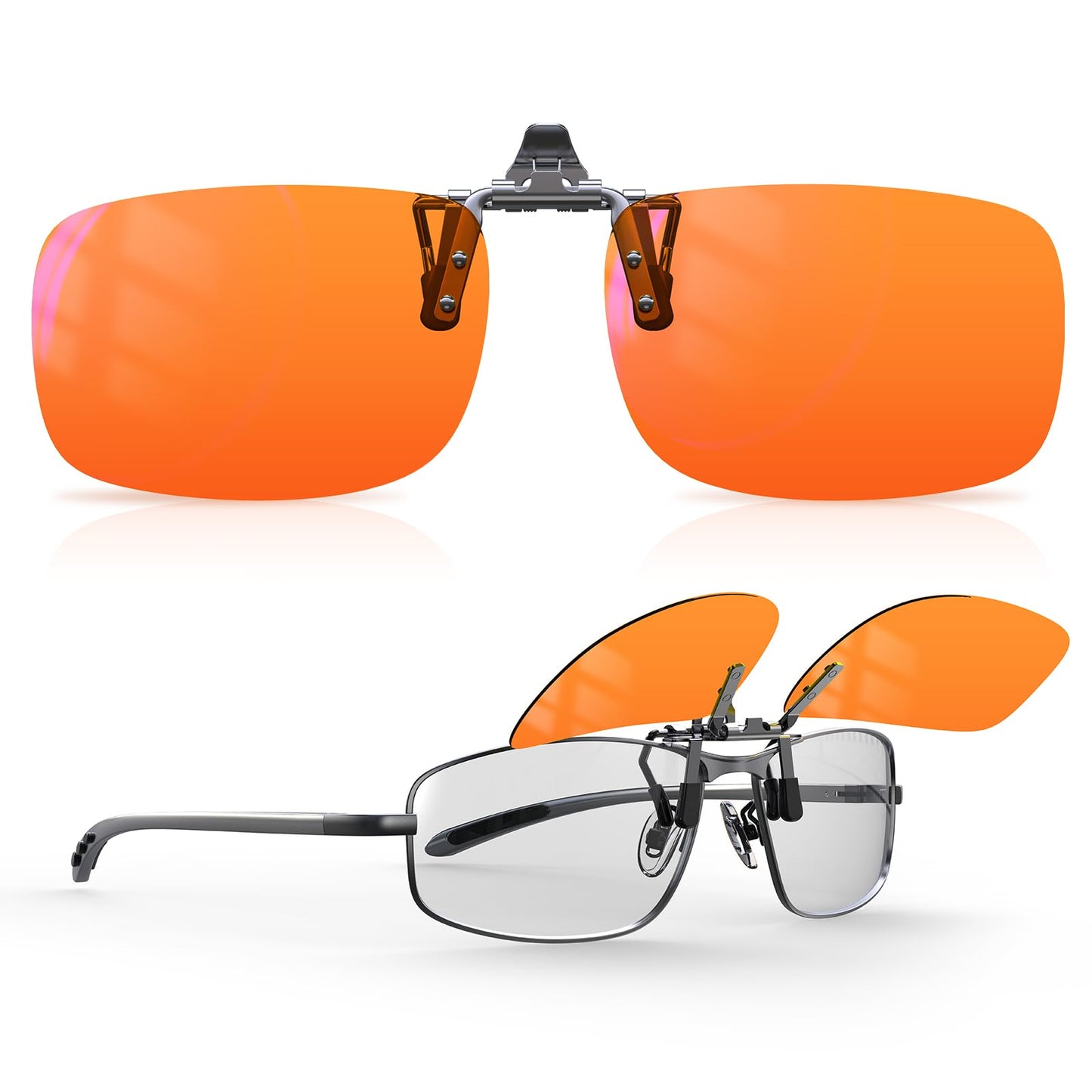 Goiteia Orange Blue Light Blocking Glasses Clip on for Migraine-Gaming Glasses for Eyes Strain/Light Sensitive-Help to Sleep