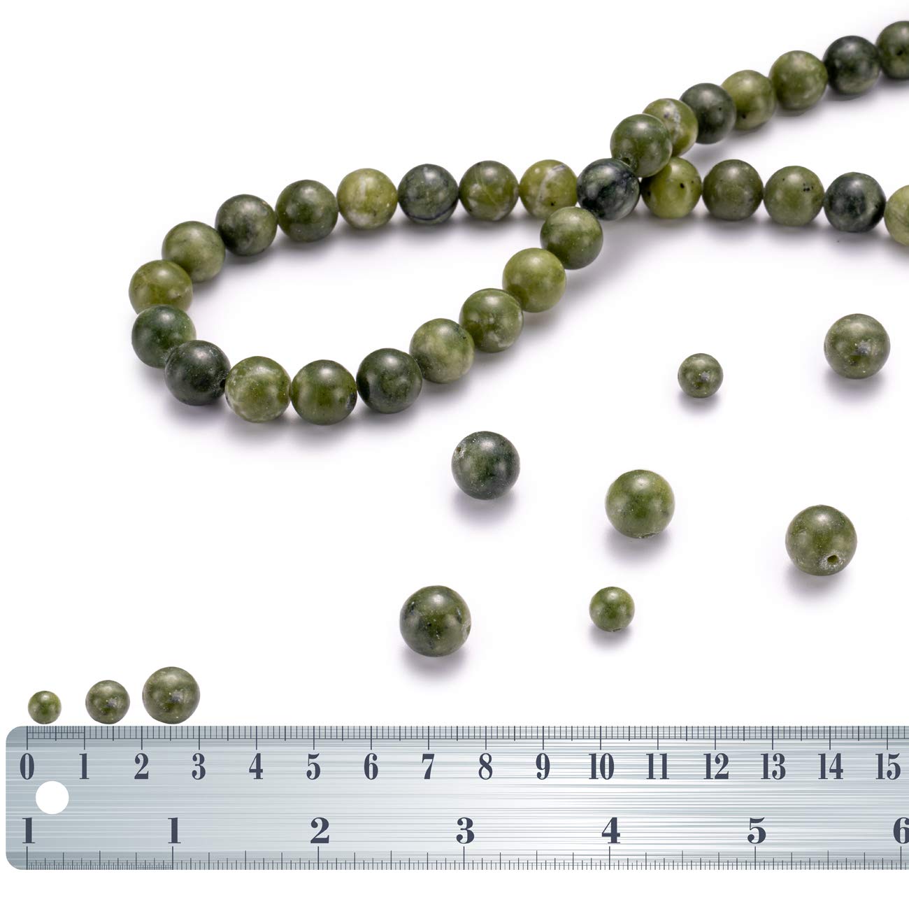BEADIA Taiwan Green Jade Natural Stone Round Loose Semi Gemstone Beads for Jewelry Making 6MM 61PCS