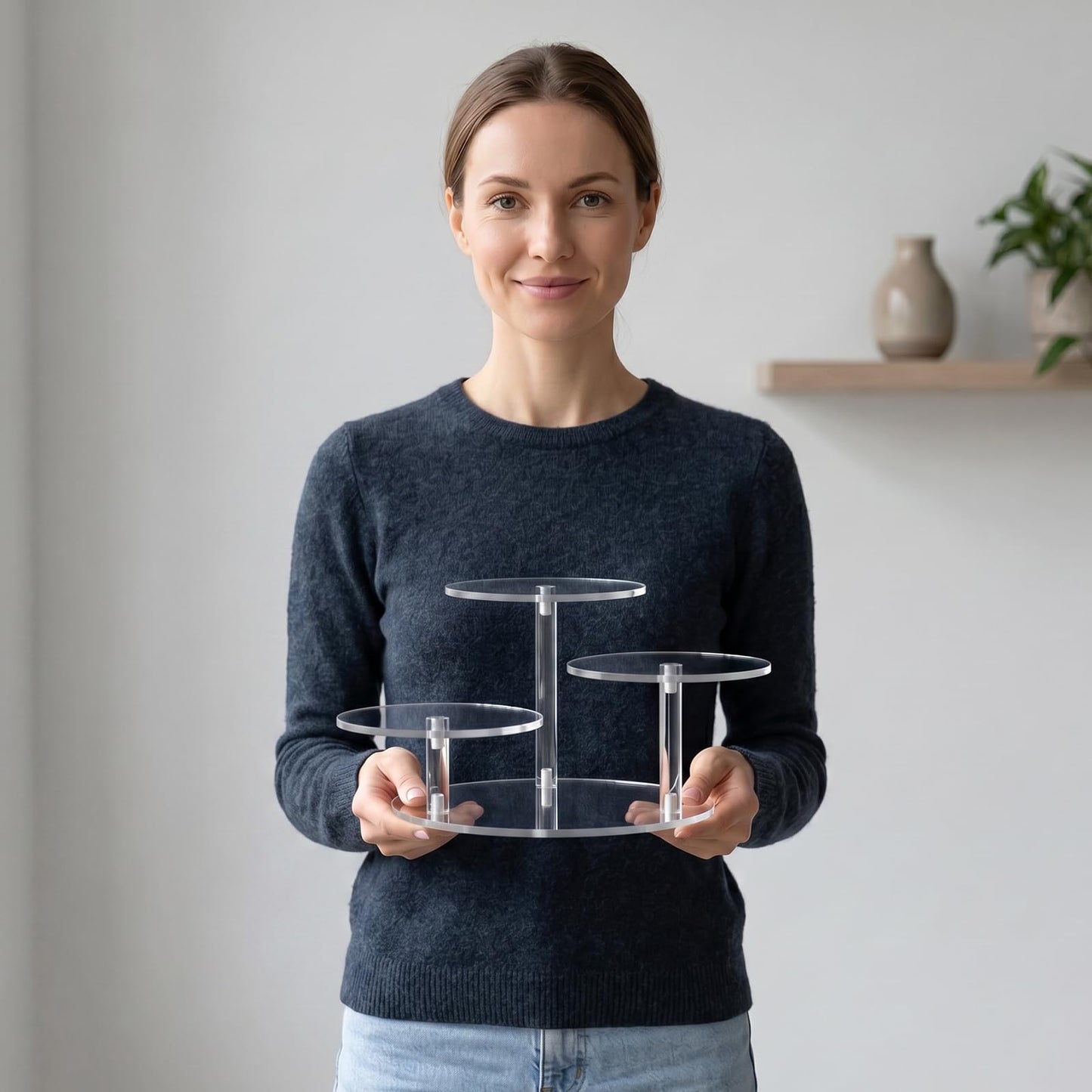 NiHome Clear Acrylic Display Stand for LEGO Botanical Collection Sets, Multi-Tier Showcase Figurine Display Shelf Riser for Collectibles and Room Decor, Perfume Riser Holder, Tabletop Plant Stand