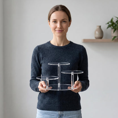 NiHome Clear Acrylic Display Stand for LEGO Botanical Collection Sets, Multi-Tier Showcase Figurine Display Shelf Riser for Collectibles and Room Decor, Perfume Riser Holder, Tabletop Plant Stand