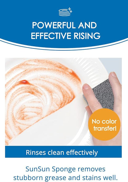 SunSun Sponge Kitchen Sponges, Made in Japan All Surface Scratch-Free Odor Resistant Durable Long-Lasting Sponge for Dishwashing, Monochrome, 4 Count