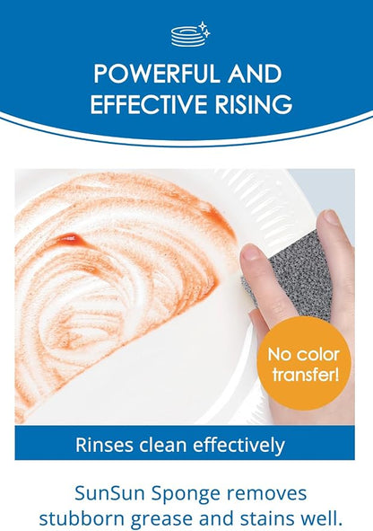 SunSun Sponge Kitchen Sponges, Made in Japan All Surface Scratch-Free Odor Resistant Durable Long-Lasting Sponge for Dishwashing, Pastel Color, 4 Count
