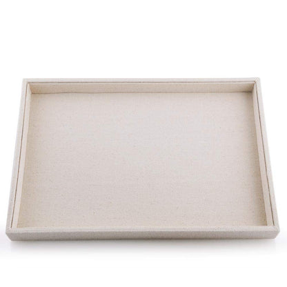 Oirlv linen Jewelry Display Trays Stackable Necklace Bracelet Ring Showcase Display Empty Plate(Pack of 1)