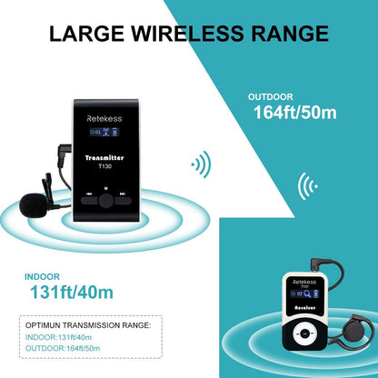 Retekess T130 Church Translation System, Tour Guide Audio System, High Sound Quality Reproduction, Walking Tour Headsets for Court,School (1 Transmitter 15 Receivers and 1 USB Charger)