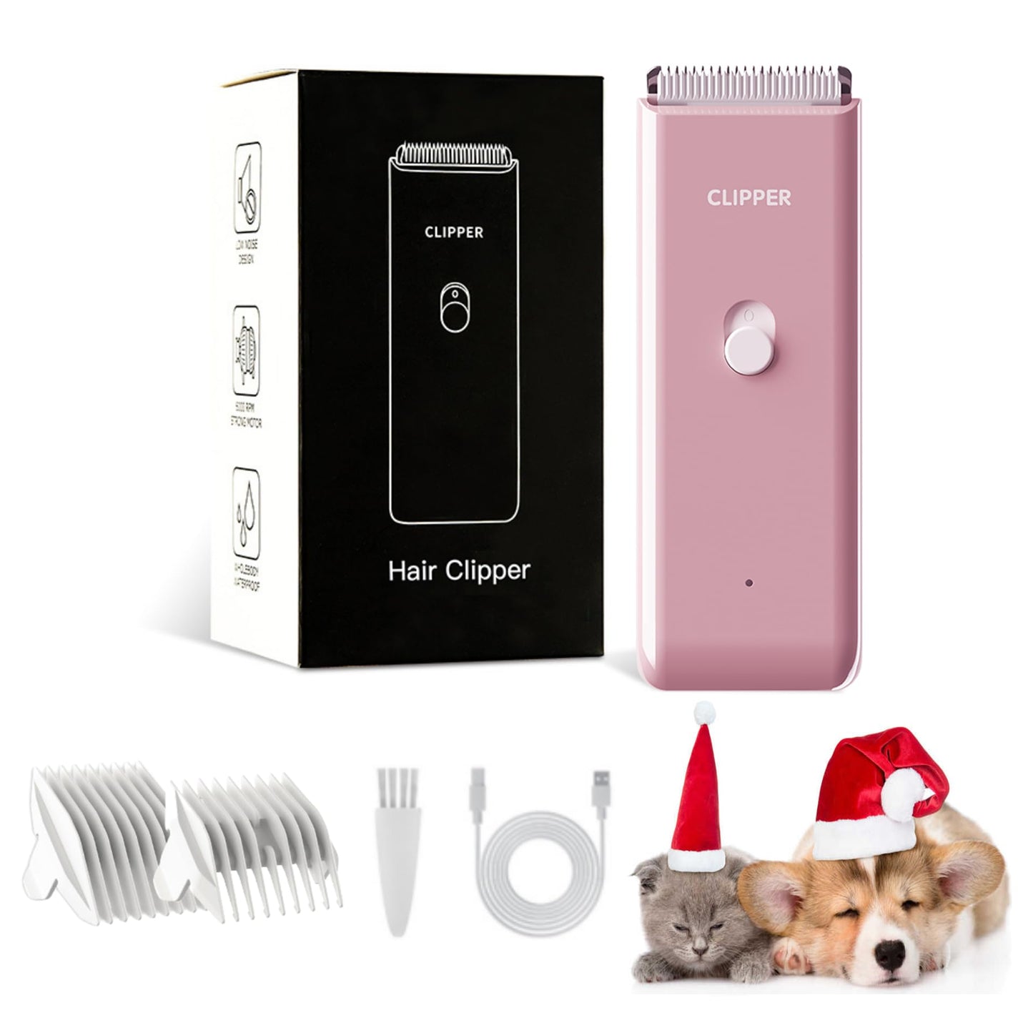 Founouly Home Professional Dog Grooming Kit Clipper Low Noise USB Rechargeable for Dog Cat