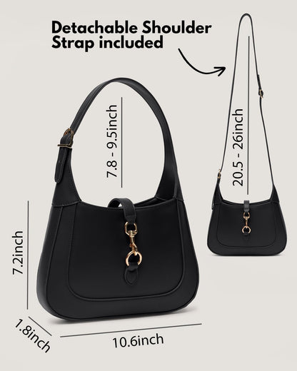 Apryl Shoulder Bag for Women - Small Shoulder Purses - Black Purse - Cute Trendy Handbags - Adjustable Strap Vegan Leather