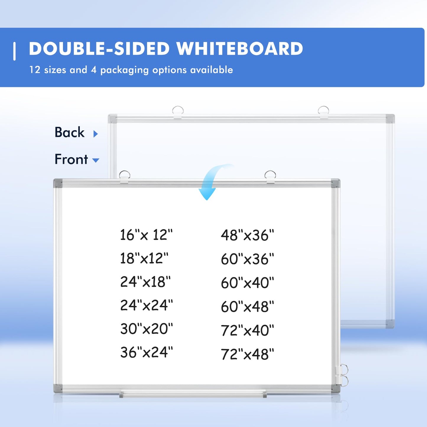 WALGLASS 3 Pack White Board, 24" x 18" Double-Sided Dry Erase White Board for Wall, Hanging Mounted Whiteboard, Horizontal or Vertical Silver Aluminium Frame for Home, School, Office, Kitchen