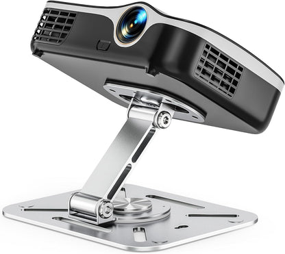 3-in-1 Projector Stand – Desk, Wall and Ceiling Mount with 1/4-Inch Thread, Foldable, Easy Setup, Height Adjustable and 360-degree Rotation Compatible with Most Projectors for Home, Office