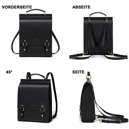 Cnoles Leather Backpack Purse For Women Fashion Ladies Vintage Bags Casual College Travel Backpacks Bag Black