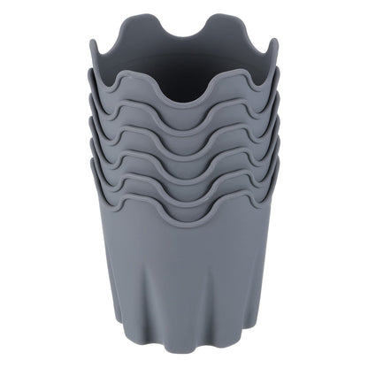 PATIKIL Silicone Plant Pot 4", 6 Pack Round Flower Planter Decorative Container for Indoor Outdoor Gardening, Gray