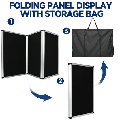 uyoyous 3 Panel Trade Show Presentation Board 70.8 x 35.4 inches Trifold Poster Board Double Sided Presentation Whiteboard Folding Display Panel for Science Fair, Trade Show Table Top