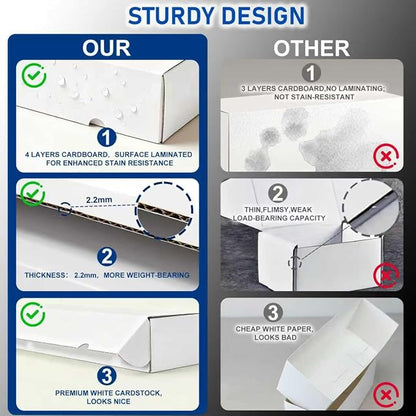 QINGUANG Trading Card Storage Box | 3 Pack • 1100 Count MTG Card Storage Box | with Dividers | White Corrugated Cardboard Sport Card Organizer for Basketball Card/TCG/Magic Collection