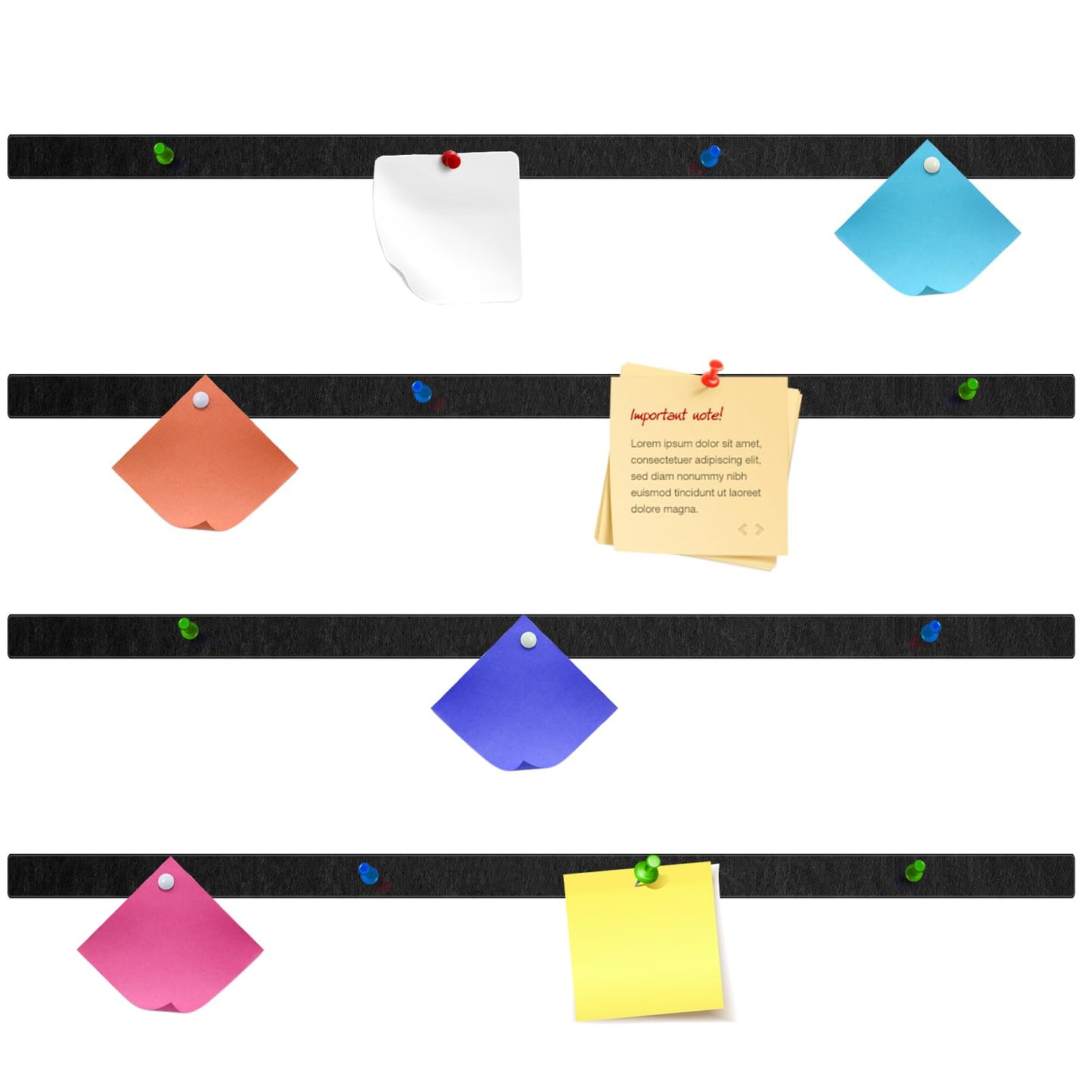 Mooliwe 4 Pcs 48" x 1" Foldable Felt Cork Strips Bulletin Bar Strip for Wall Bulletin Board Decoration, Notice Board Self Adhesive Cork Wall Decoration, Paste Note, Photo, Schedules, Office Home Decor