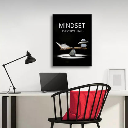 YSPCSUN Inspirational Office Decor Wall Art Mindset Is Everything Canvas Prints Zen Stones Balance Painting Motivational Posters For Bedroom Therapy Room Workspace Ready To Hang 24x18 Inch