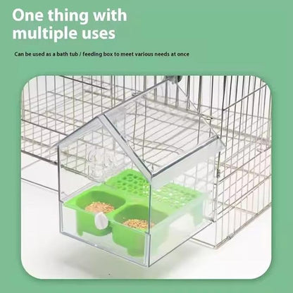 Pull-Out External Parrot Feeder,2025 New Multi-Function Hanging Mess-Free Bird Feeder,with Two Food Troughs, Pull-Out Design,Easy to Fill/Clean,Long-Lasting Outdoor Use for Finch and Hummingbird