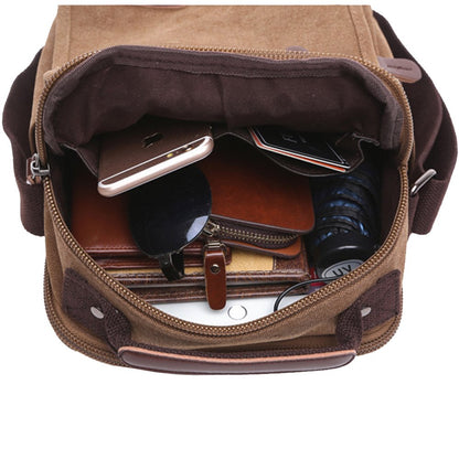 mygreen Men's Multifunctional Canvas Shoulder Bag Handbag Multi-Pockets Business Messenger Bags Outdoor Sports Over Shoulder Crossbody Side Bag