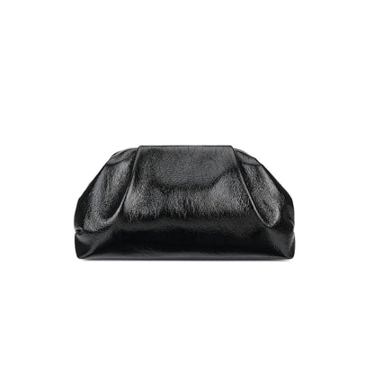 MXCMXC Elegant Evening Purse Cloud Pouch Bag for Women, Metallic Leather Ruched Clutch Dumpling Handbag for Wedding Party (Silver)