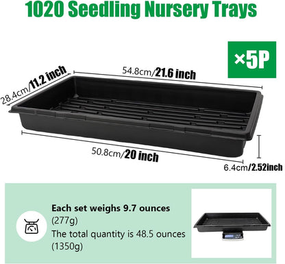 RooTrimmer 5 Pack 1020 Trays and 40 Pack Reusable 4-Cell Seed Starter Tray for Seedlings