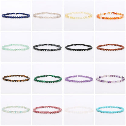 Handmade 4mm Tiny Beads Bracelet – Natural Healing Stone Beads for Yoga, Mala, and Bohemian Stacking – Stretch Bracelet for Men and Women (Snowflake Obsidian)
