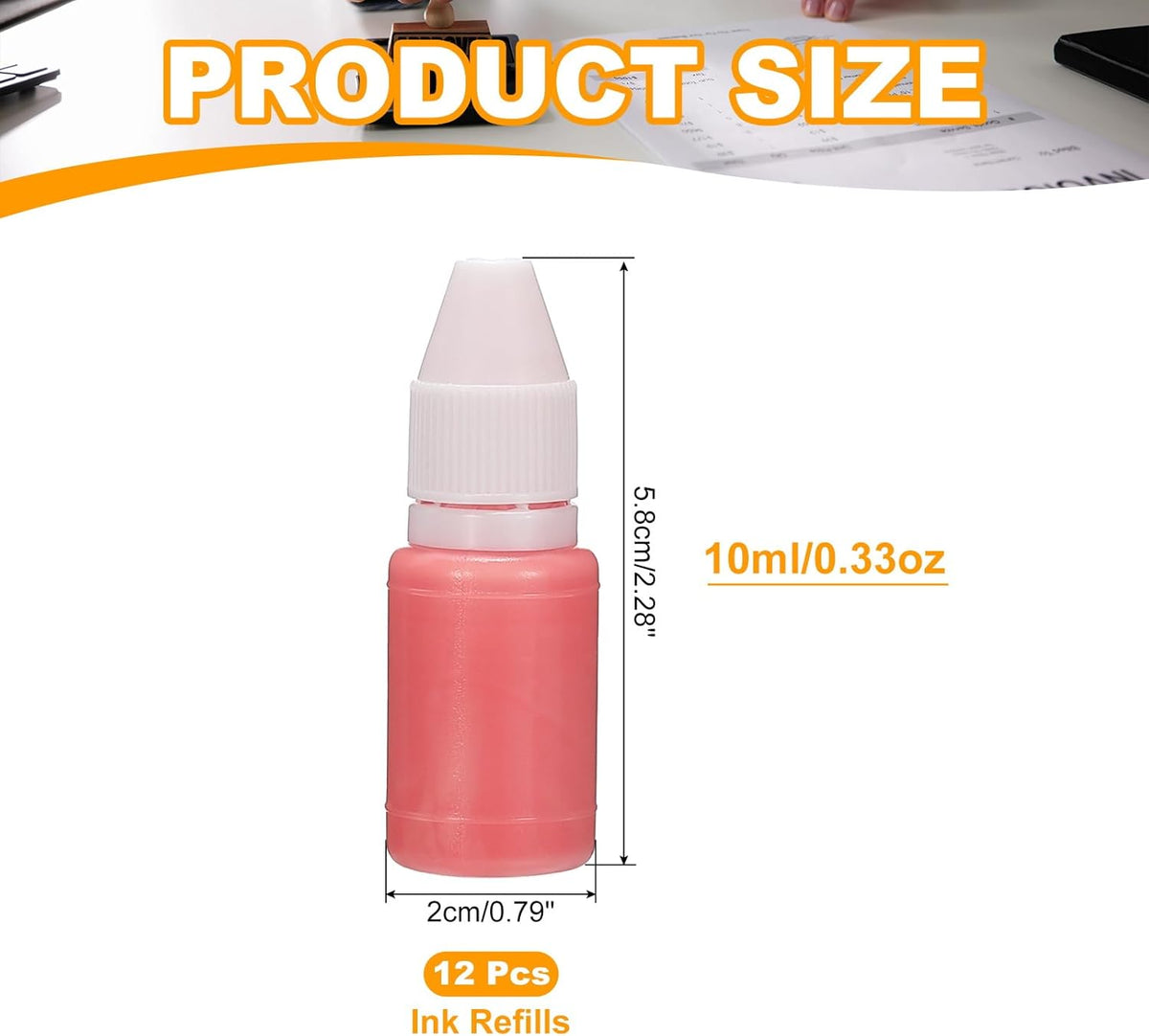PATIKIL 0.33oz Refill Ink for Stamps and Ink Pads, 12Pcs 10ml Stamp Pad Ink Refill for Office Stamp Self Inking Stamp Date Stamp Scrapbooking, Pink