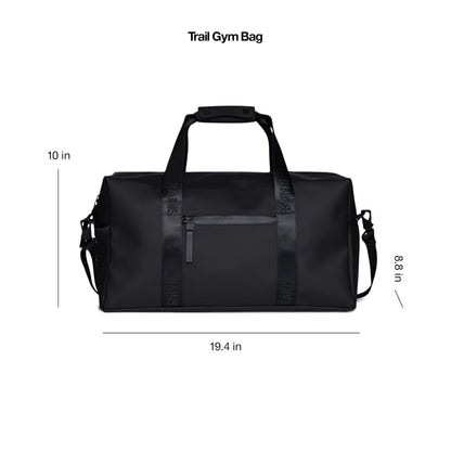RAINS Trail Gym Bag - Black Gym Duffel Bag for Men and Women, Waterproof Material Sports Duffel Bags With Coated Zip, Detachable Shoulder Strap, 26 L - 2-Year Warranty