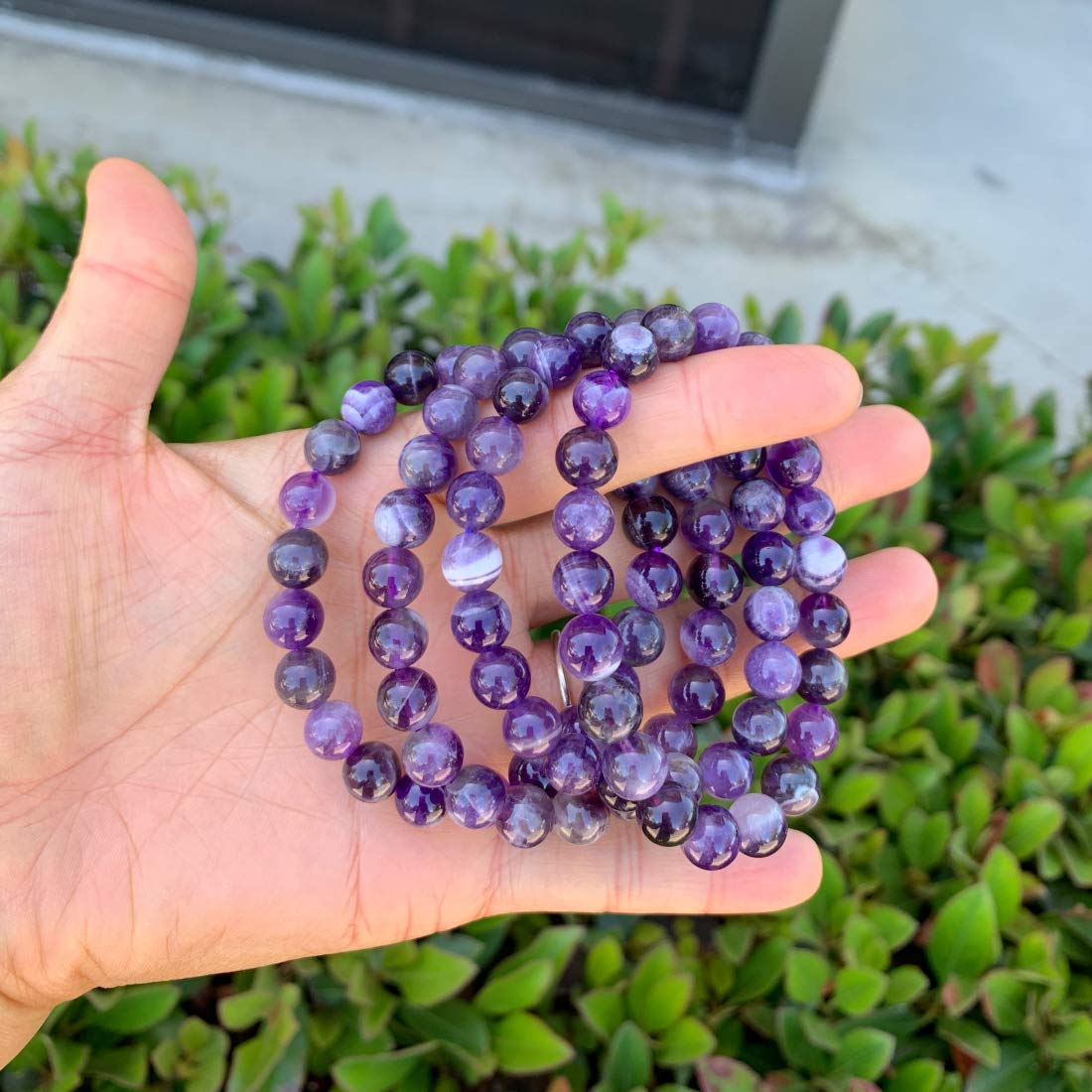 Adabele Real Natural Purple Amethyst Bracelet 7.5 inch Stretch Gemstone Beaded Bracelet Chakra Healing Crystal Stone Jewelry Women Mom Gift (Unisex) GB8-B16