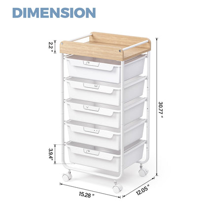 APEXCHASER Utility Cart with 5 Drawers,Rolling Storage Cart for Crafters Artists Kids Teacher Student Storage Arts Crafts & Sewing Study Supplies in Craft Room Dorm Classroom Kids Room-White