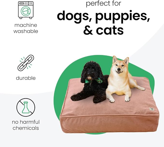 Molly Mutt Kyoto Dog Bed Duvet Cover, GOTS-Certified 100% Organic Cotton Canvas Cover for Dog, Puppy, or Cat Bed, Durable, Washable, and Free of Harmful Chemicals, Small, 22"x27"x5", Dusty Pink