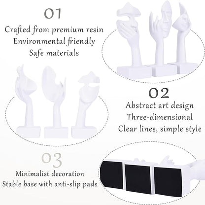 3 Pcs Thinker Large Statue Set - White Art Abstract Home Accent Figurines for Living Room, Bedroom, Shelves, Office Desktop, Coffee Table Decor, Gift for Women (3 Pcs White, 9")