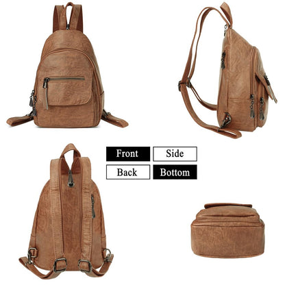 Small Backpack Purse for Women Fashion PU Leather Backpack Convertible Ladies Sling Bag