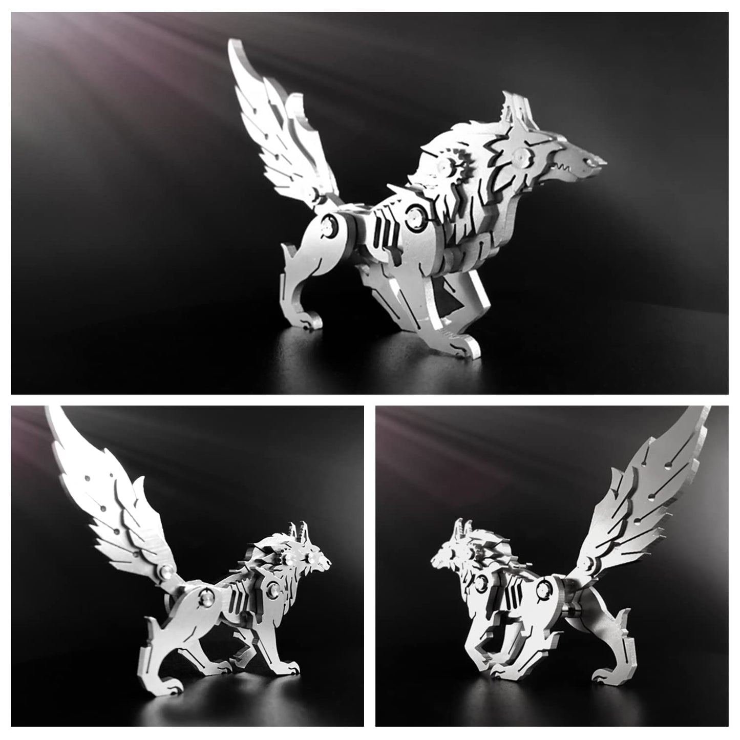 3D Metal Model Kits, Mechanical Wolf 3D Metal Puzzle,Steel Animal Series DIY Brain Teasers Simple 3D Puzzles Home Decor Art Craft Gifts Toys for Adult