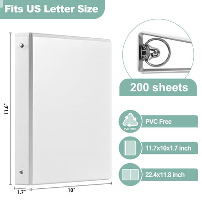 SUIN Basic 1-Inch 3-Ring-Binder, Customizable Clear View Cover, for US Letter Size 8-1/2 x 11'', Perfect for Office/School (White - 24 Packs)